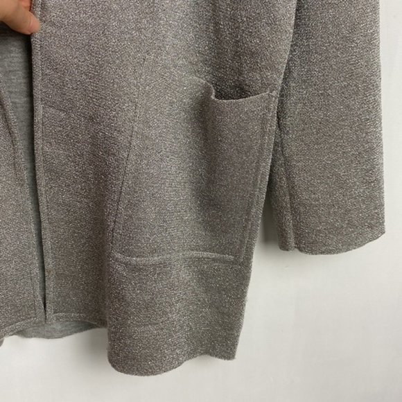 Rare J.Crew S Sophie Open Front Sweater Blazer Silver Metallic - Picture 9 of 12